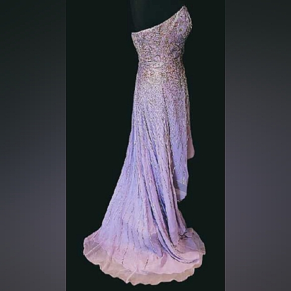 SHERRI HILL Lavendar Silk Gorgeous Hi-Low Prom Dress. Size 8 - Picture 3 of 8